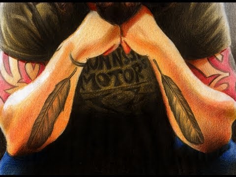 UPDATED MikeysTube draws Dave Grohl (With feather tattoos) - YouTube