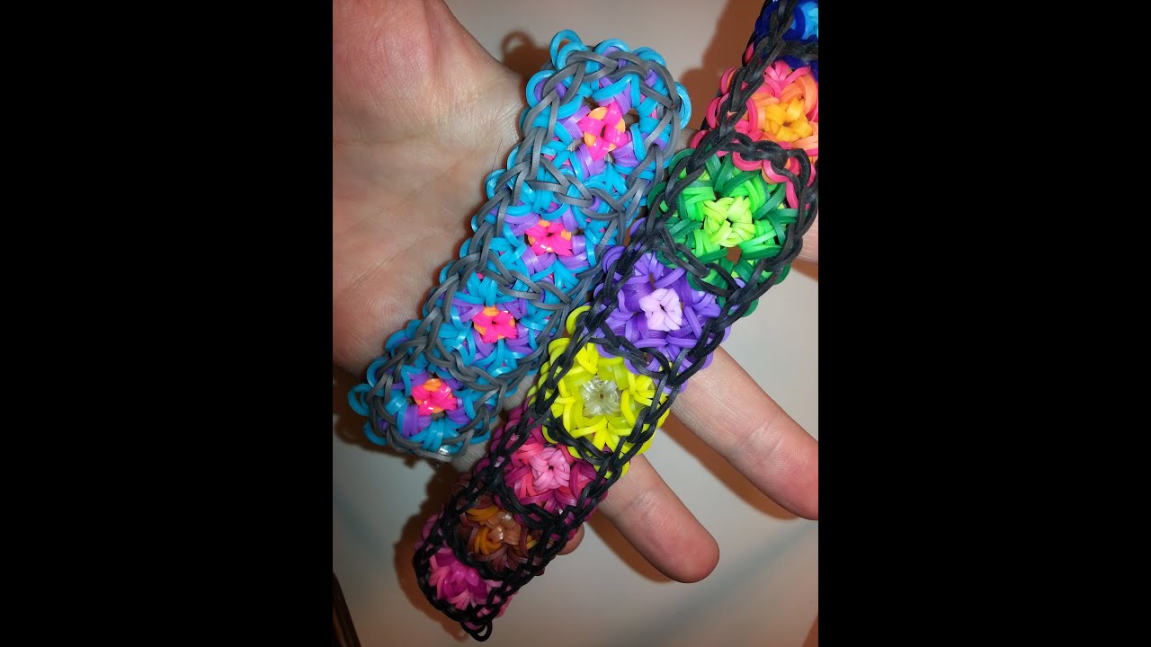 Granny Square Bracelet Tutorial by feelinspiffy (Rainbow Loom) YouTube