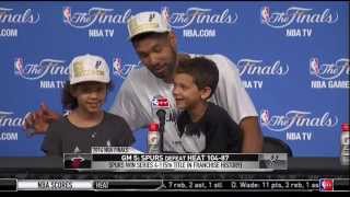 Tim Duncan's Kids Answer Question At Presser