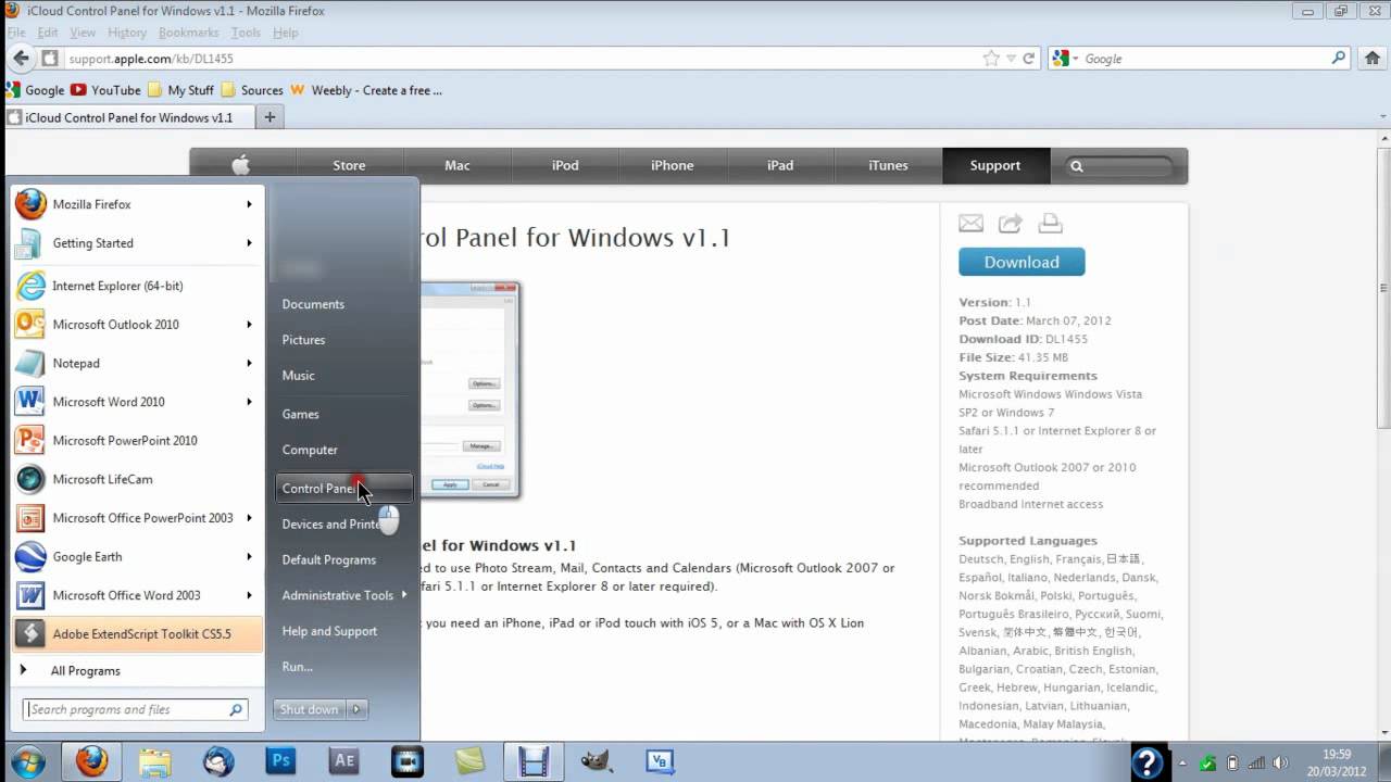 How to Install iCloud Control Panel on Windows - YouTube