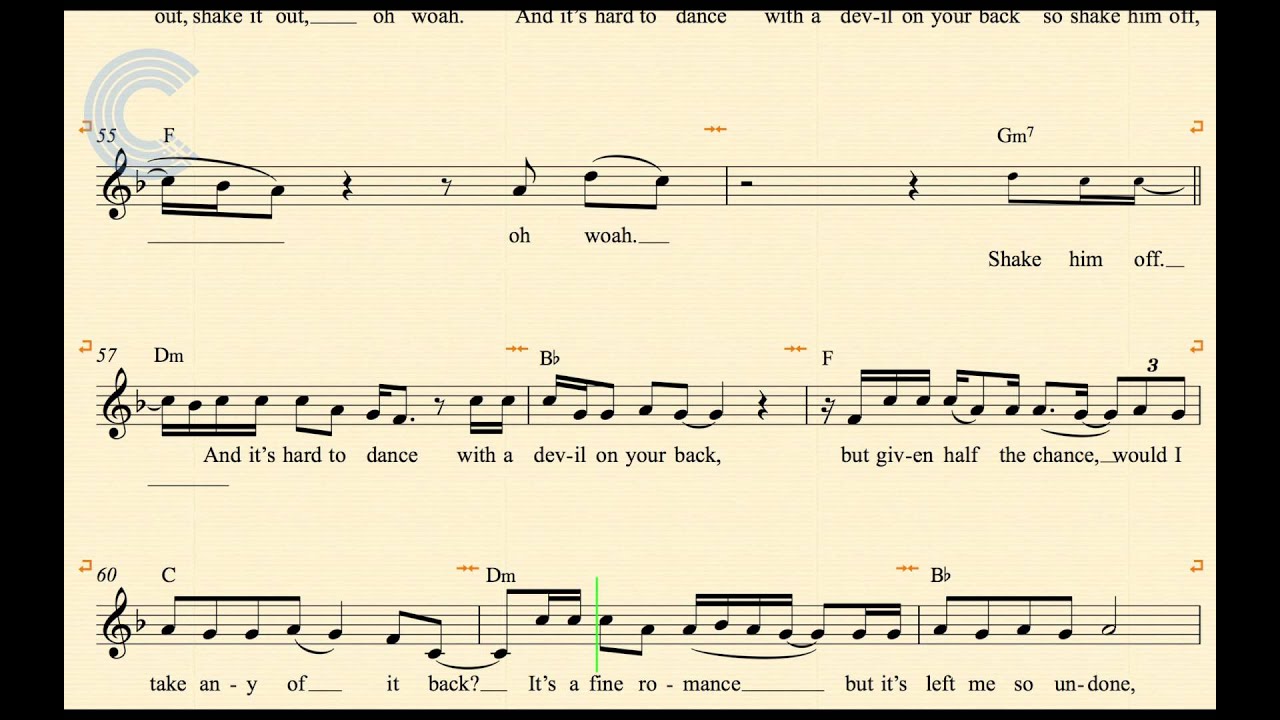 Flute Shake It Out Florence & The Machine Sheet Music, Chords