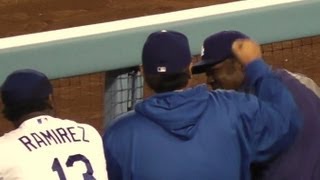 Uribe and Ryu 류현진 Having Fun - Uribe Dancing Gangnam Style & Ryu Smacking Him Around