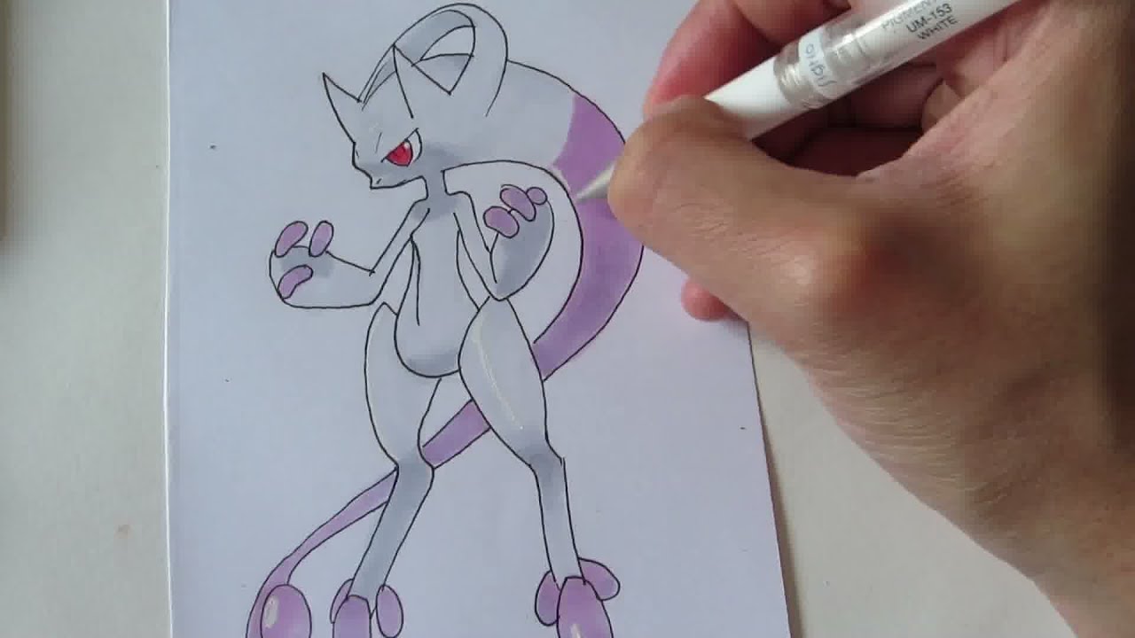 [Tutorial] How to draw Mega Mewtwo from Pokemon X and Y - YouTube