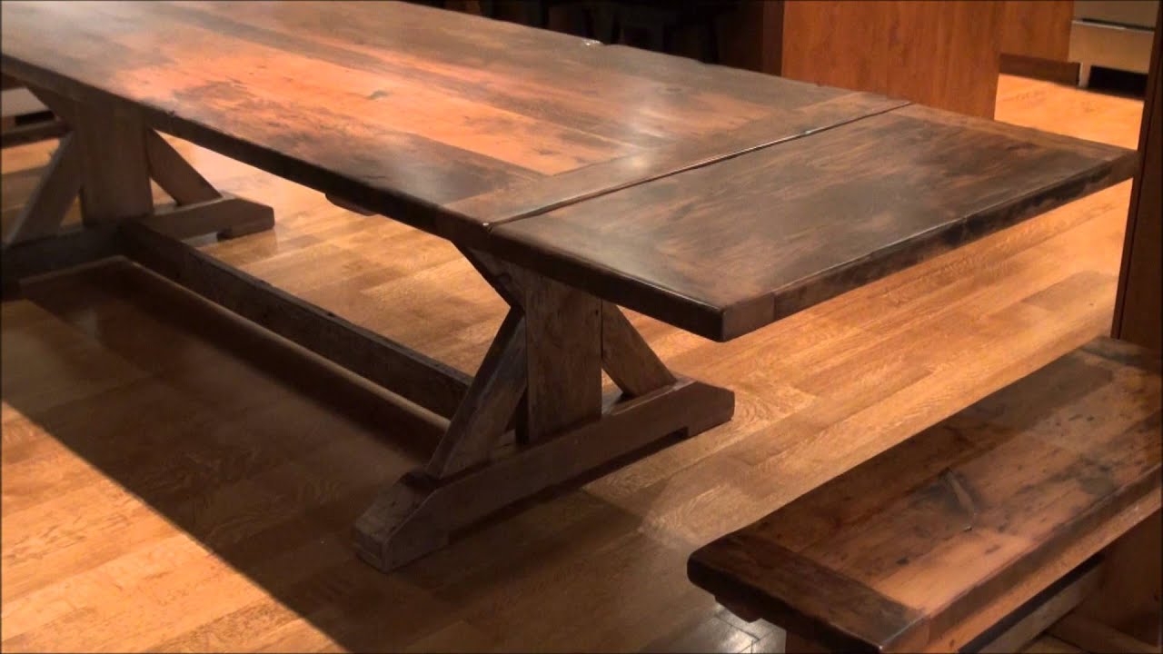 Reclaimed Wood Sawbuck Tables Ontario - YouTube