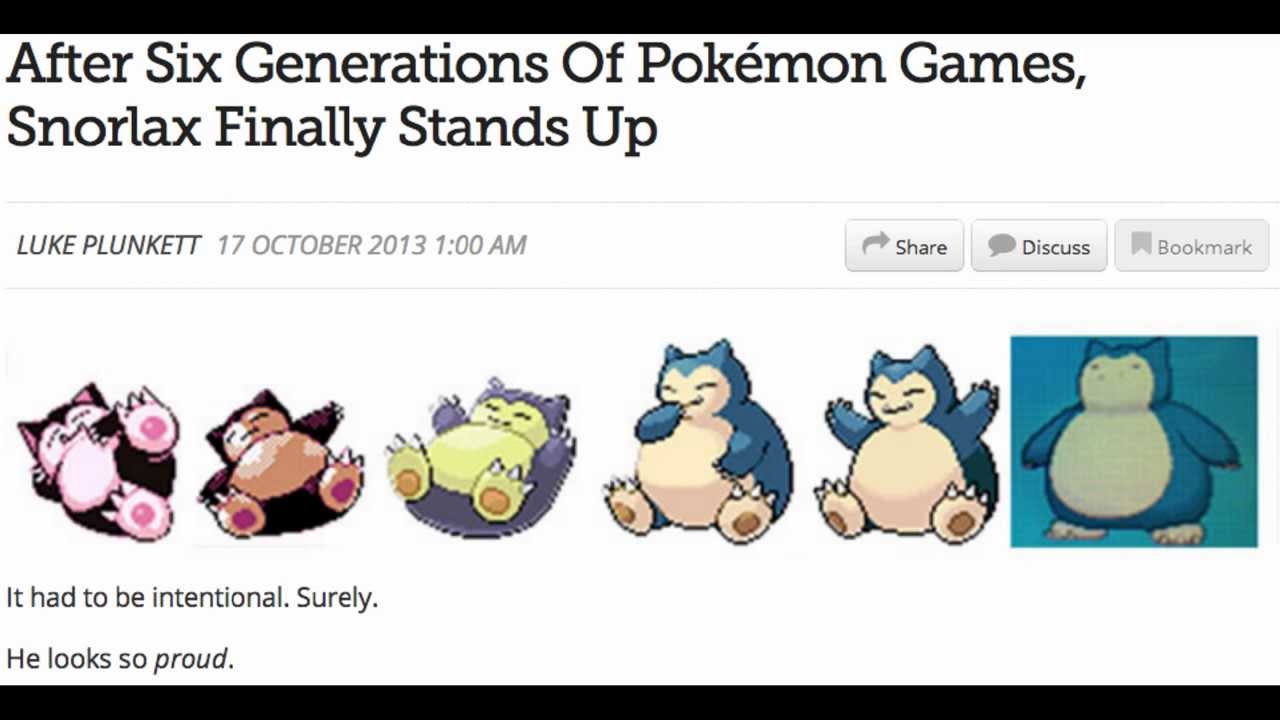 After 6 Generations of Pokemon Games, Snorlax Finally Stands Up - YouTube