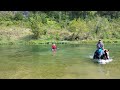 Horses swimming in Buffalo river