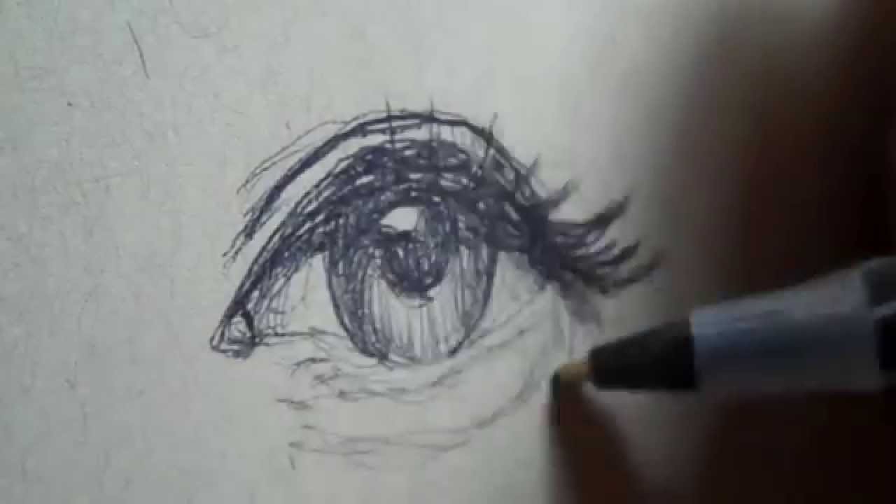 drawing a quick & simple eye with ballpoint pen - YouTube