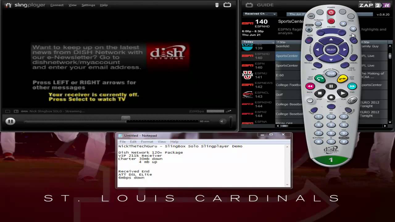 Windows Slingplayer App Demo - Dish Network - Connected to Slingbox ...