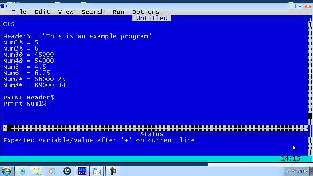 QBasic Tutorial 4 - Variables And Data Types - QB64 - YouTube