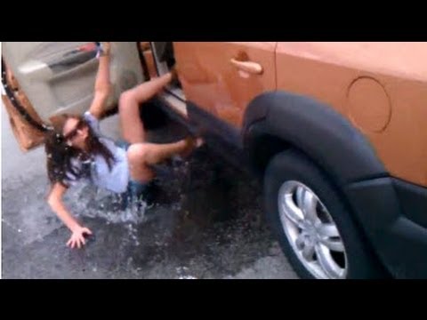 EPIC FAIL Puddle Jump - Girl gets soaking wet