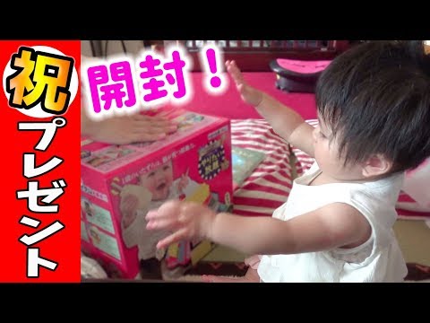 1歳の誕生日プレゼントを開封!やりたい放題!いたずら防止! Open 1st birthday present