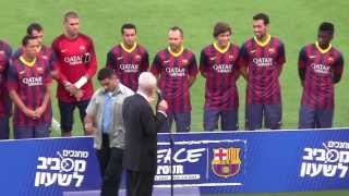 Messi recibe balonazo del presidente de Israel