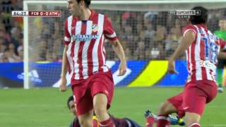 Diego Godin step on Dani Alves - FC Barcelona vs Atletico Madrid 28/8/2013 HD