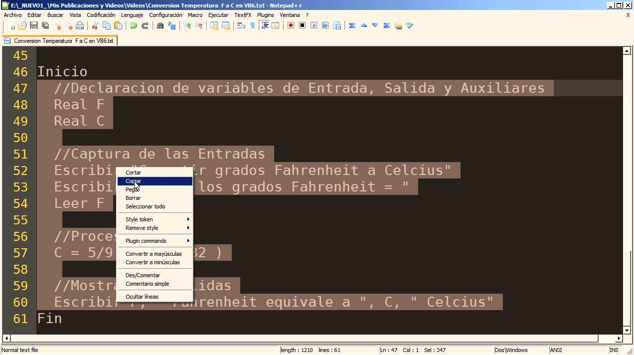 convertir fahrenheit a centigrados visual basic