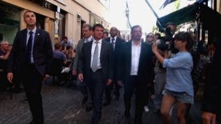 Le ministre de l'intérieur Manuel Valls à Aurillac le 22 août - HD