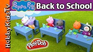 Peppa Pig School Play Set! Giant Peppa Stomps Friends, Toy Review by HobbyKidsTV