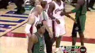 Lebron James tells Mom to Sit Down After foul (5.12.08)