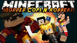 Minecraft Mini-Game : MODDED COPS N ROBBERS! SUPERHEROES!