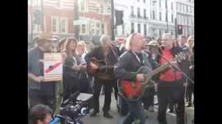 Bill Bailey does a perfect impression of Billy Bragg as Billy Bragg looks on