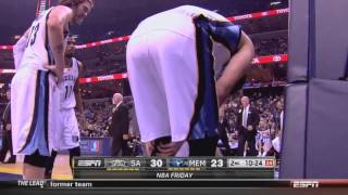 Marc Gasol knee injury leaves game Grizzlies vs Spurs