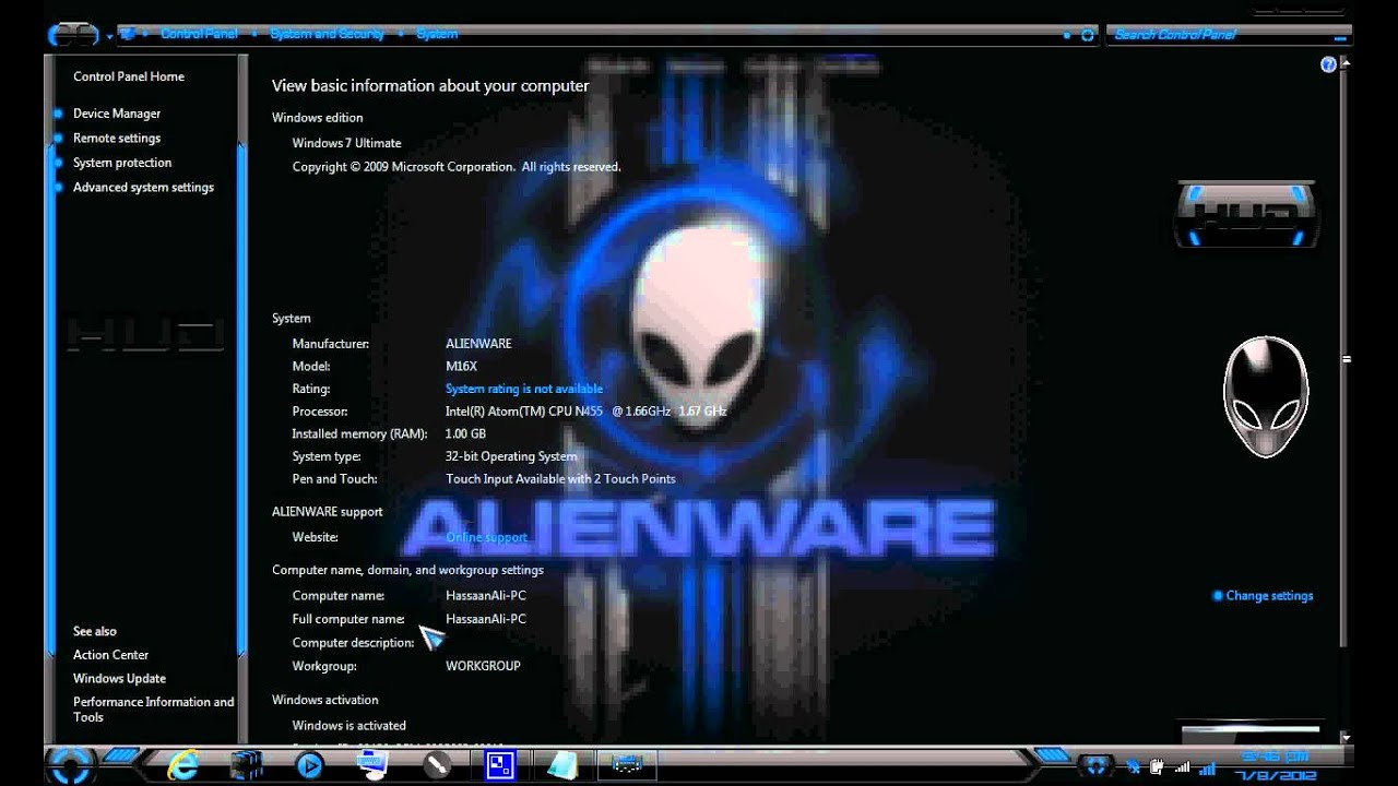 windows 7 alienware os