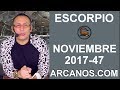 Video Horscopo Semanal ESCORPIO  del 19 al 25 Noviembre 2017 (Semana 2017-47) (Lectura del Tarot)