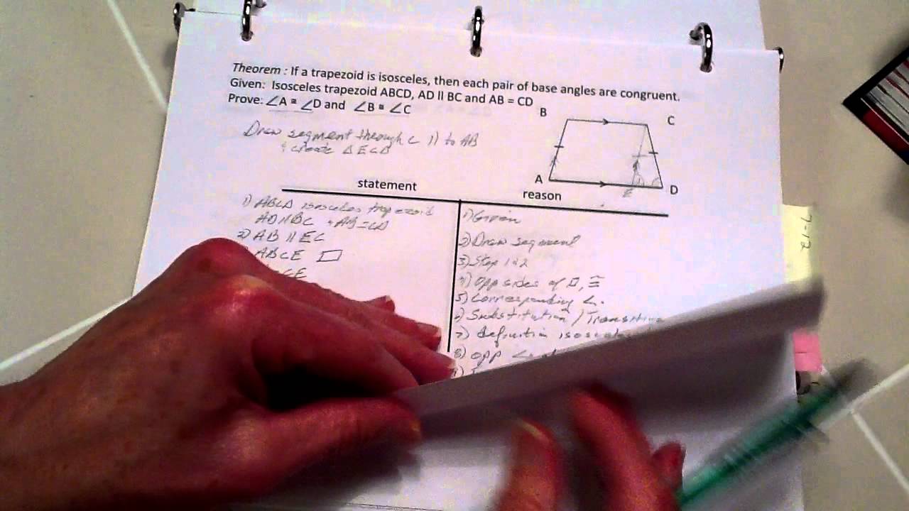 j and m are base angles of isosceles trapezoid