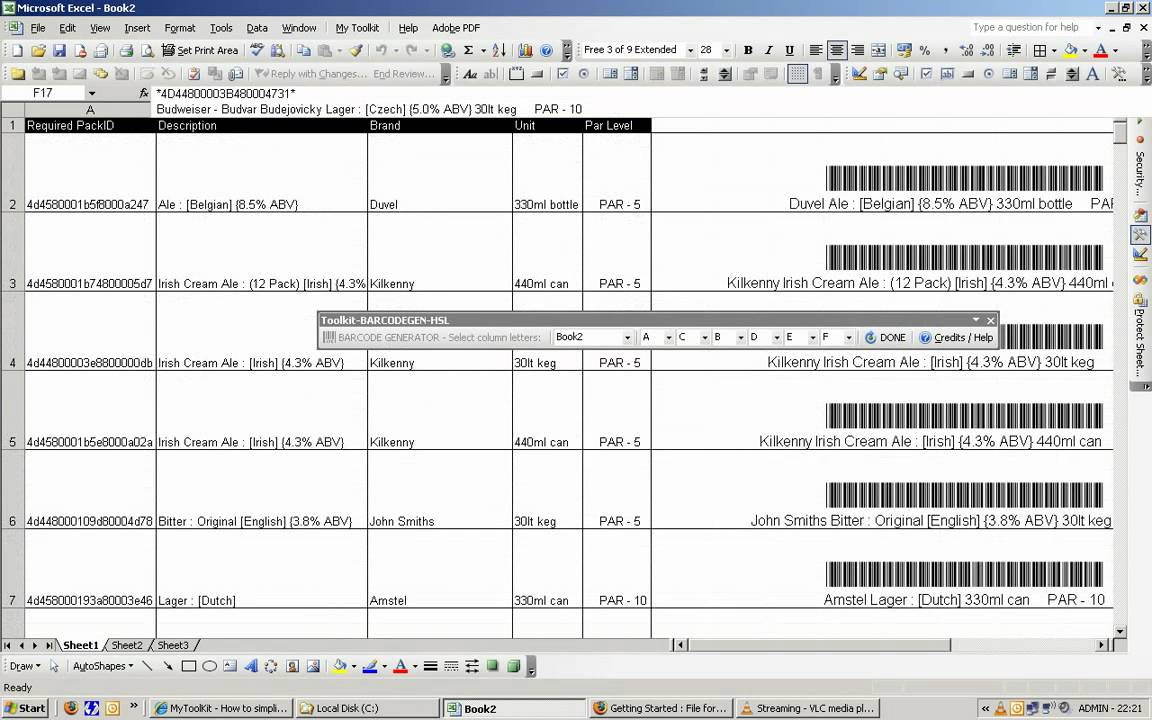 Free Barcode Generator from Excel - mytoolkit.0fees.net - excel addin ...