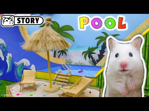 WaterPark for Hamster 🌴 Swimming Pool Water Slide 🌴 Sun Beds & Umbrella