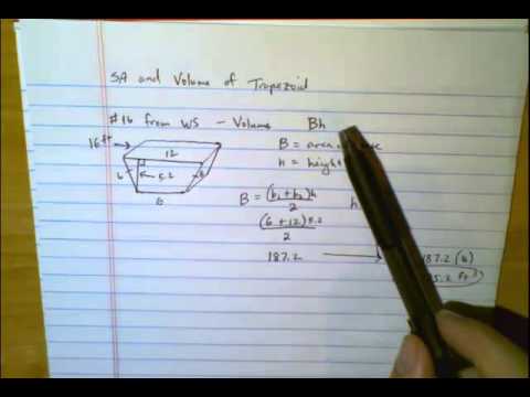 SA and Volume of Trapezoidal Prism - YouTube