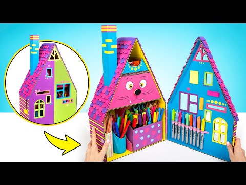 How To Make Colorful Desk Organizer For School Supplies!🏡✏️