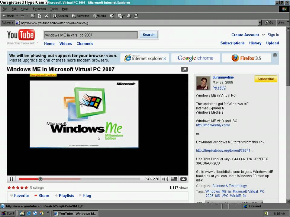 Windows ME in VPC 2007 VHD & ISO Fixed as of 2011! - YouTube