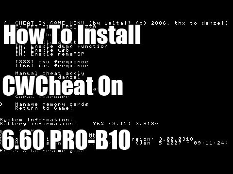 How To Install CWCheat On 6.60 PRO-B10 - YouTube