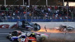 NASCAR Huge Truck Wreck During the Final Laps | Talladega Superspeedway (2013)