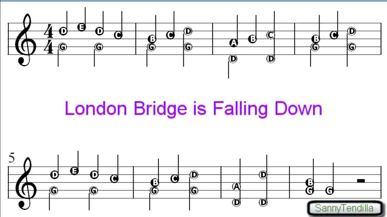 London Bridge is Falling Down - Nursery Rhymes Easy Sheet Music - YouTube