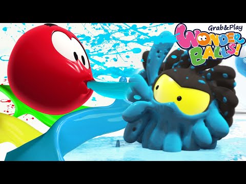 Colors with Wonderballs | Paint Throwing with Squishy Balls | Funny Cartoons for Kids