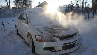 Заводим 500-сильный EVO после 2-ух недельного простоя на морозе.