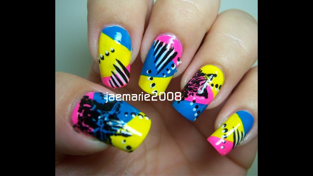 80s Funky Pop Star Nail Design - YouTube