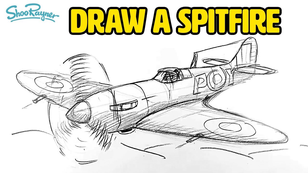 How to draw a WW2 Spitfire - realtime tutorial - YouTube