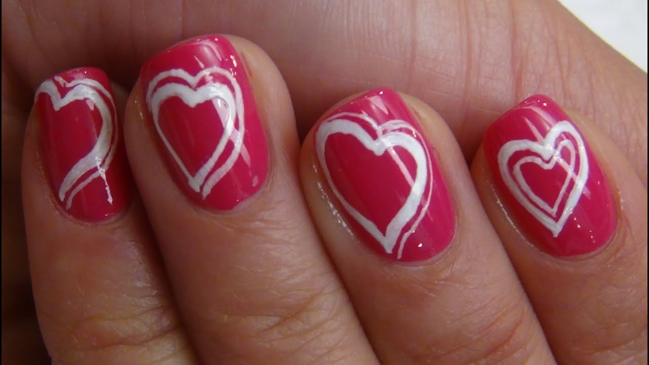 Valentine's Day Nail Art Tutorial - My Heart Is Beating - YouTube