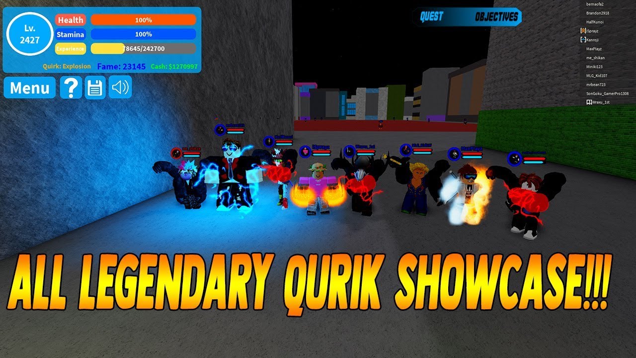 All Legendary Quirk Showcase Boku No Roblox Remastered Roblox