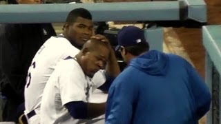 Ryu 류현진 Congratulates (Smacks) Uribe After 3rd Home Run + Uribe 3rd HR Dugout Celebration