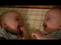 Twin Baby Boys Laughing at Each Other
