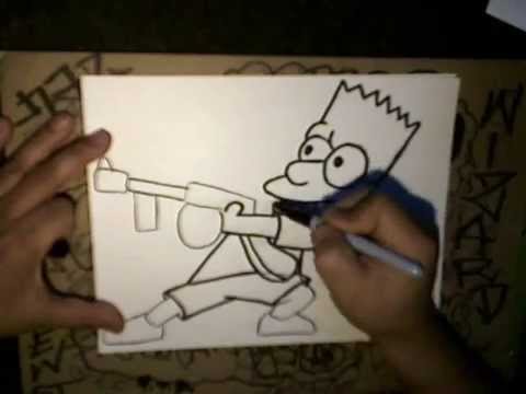 Drawing BArt Simpson with a Gun (How to Draw Bart).wmv - YouTube