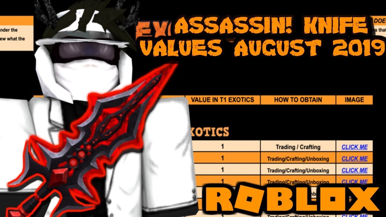 Roblox Assassin Value List August 2019