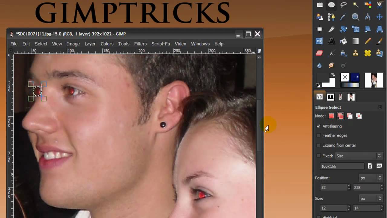Red Eye Removal in GIMP 2.6 YouTube