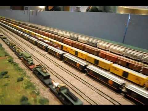 SCALE model railroad train layout w/sounds added #5 - YouTube