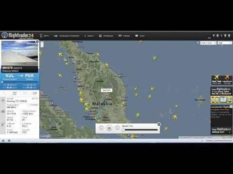 Malaysian Airlines Flight MH 370 on Flight Radar Playback.