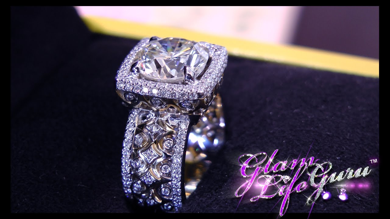 14K 585 White Gold 3 Carat ct Center 9mm F Color Round Brilliant Lab Grown Moissanite Diamond