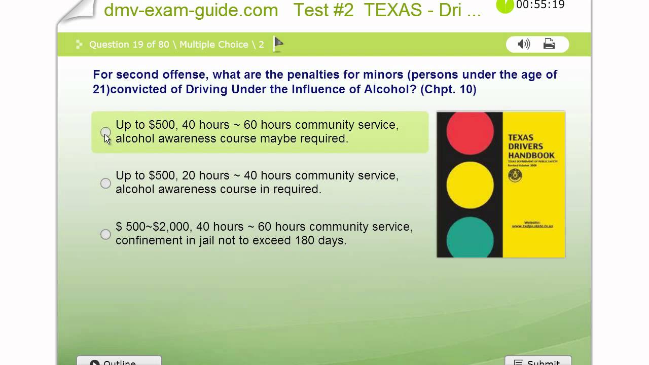 texas driving test sample questions